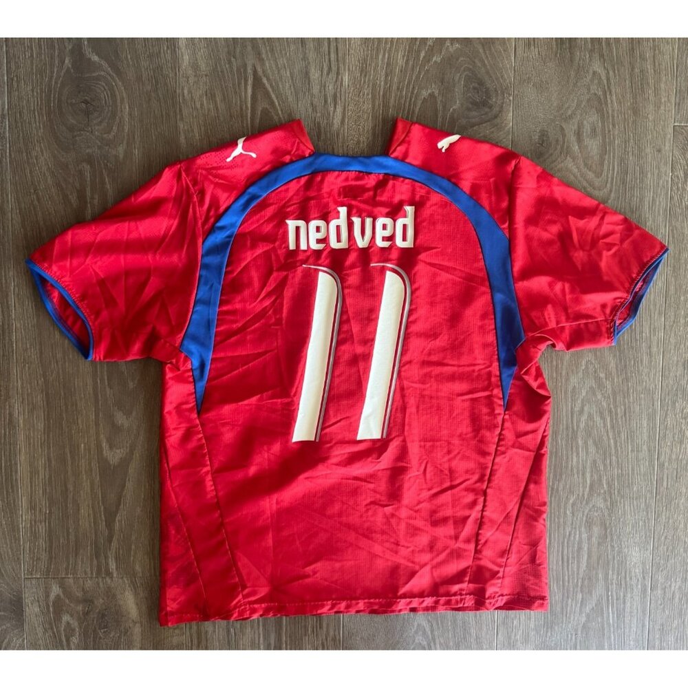 Men's Puma Czech Republic Pavel Nedvěd #11 Home Soccer Jersey 2006/2007/2008 XL